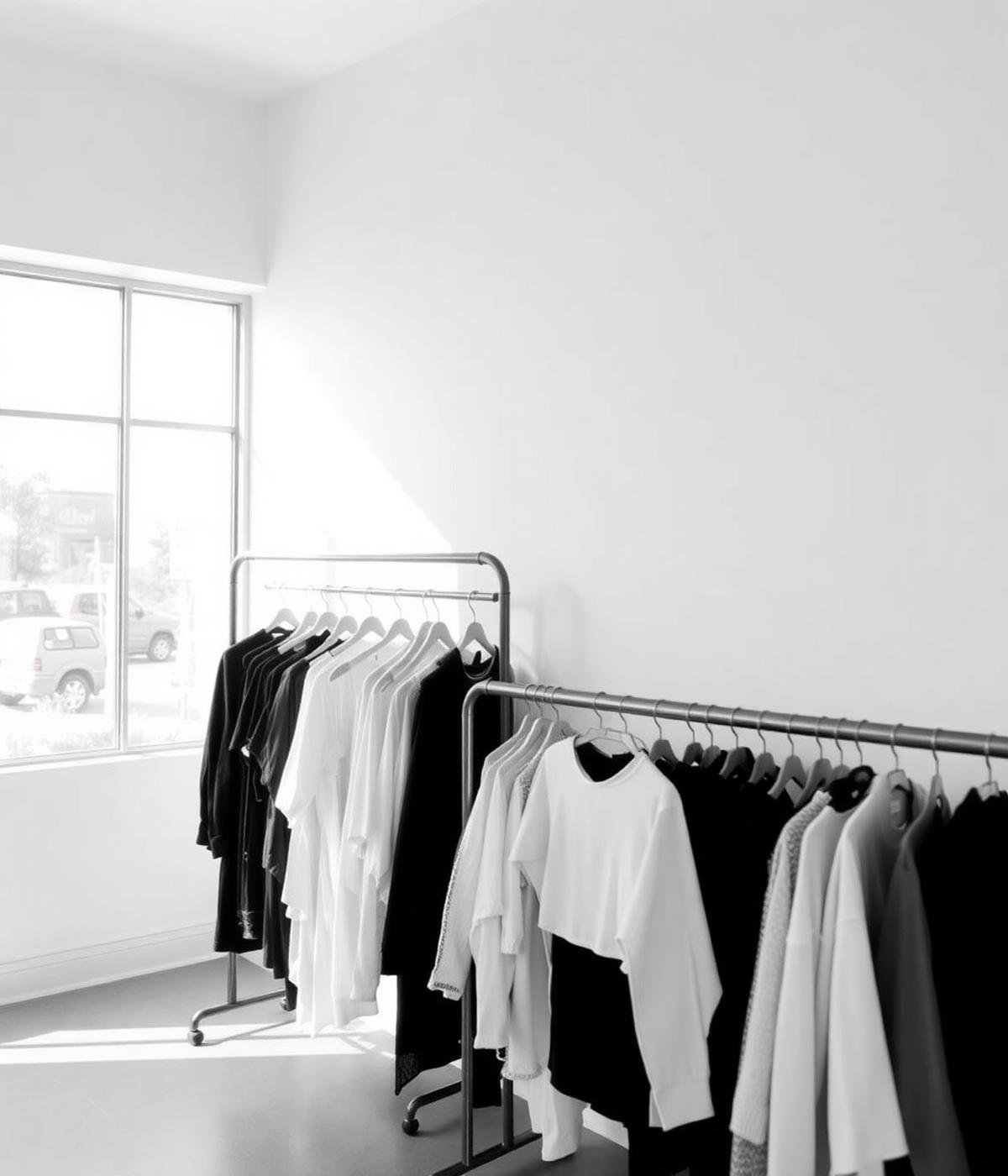 Interior minimalista de la boutique LIA'S STORE
